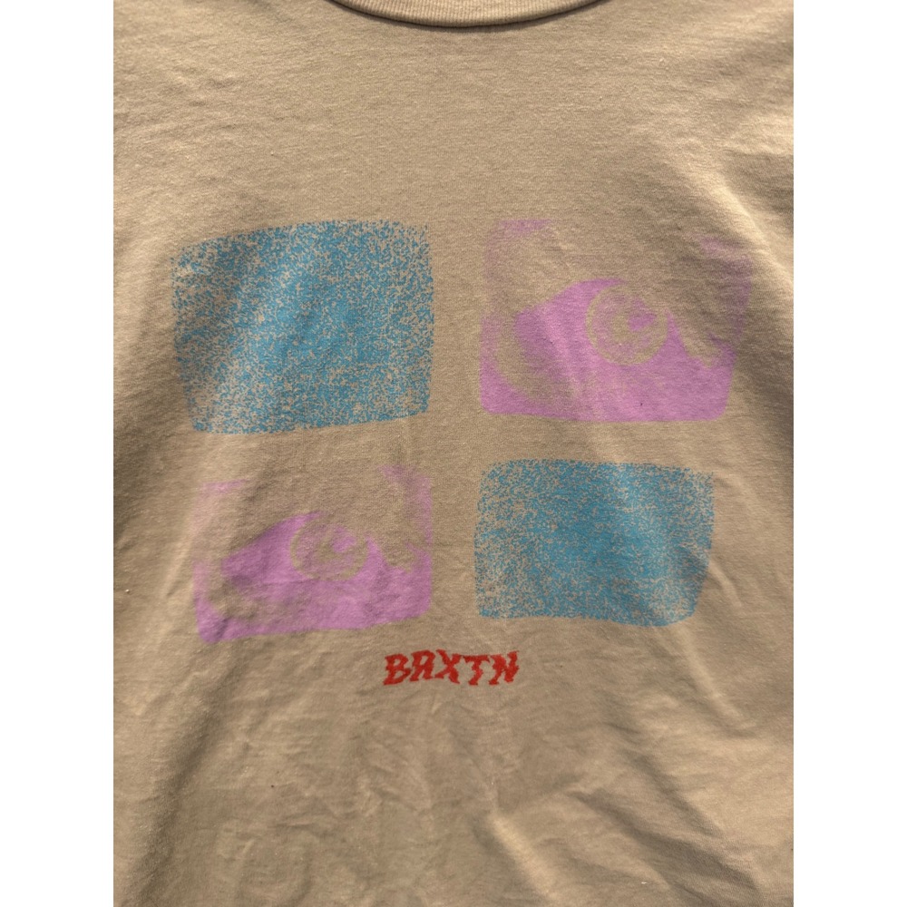 Brixton Mens XXL Long Sleeve Graphic T-Shirt Tan Sand BRXTN Standard Fit Tee - Picture 2 of 5